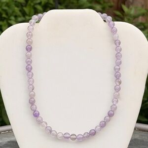 Purple and Clear Beaded Necklace